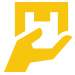 yellow illustration of a hand holding a box