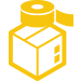 yellow illustration of a box and sticky tape