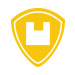 yellow illustration of a shield with a box inside it
